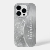 Silver Glitter Glam Bling Personalized Metallic iPhone Hoesje (Achterkant)