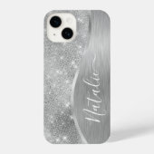 Silver Glitter Glam Bling Personalized Metallic iPhone Hoesje (Achterkant)