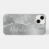 Silver Glitter Glam Bling Personalized Metallic iPhone Hoesje (Achterkant horizontaal)