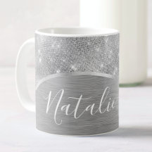 Silver Glitter Glam Bling Personalized Metallic