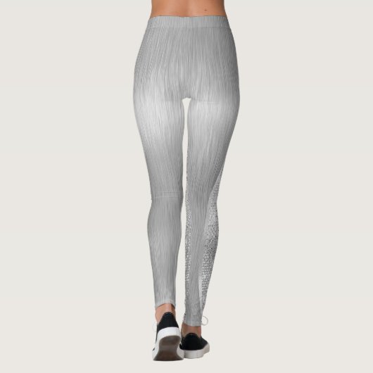 Silver Glitter Glam Bling Personalized Metallic Leggings (Achterkant)