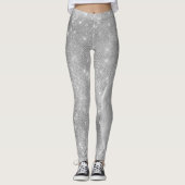 Silver Glitter Glam Bling Personalized Metallic Leggings (Voorkant)
