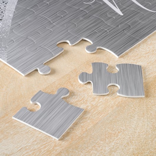 Silver Glitter Glam Bling Personalized Metallic Legpuzzel (Zijkant)