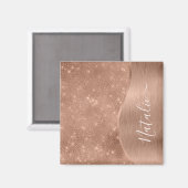 Silver Glitter Glam Bling Personalized Metallic Ma Magneet (Voorkant / Achterkant)