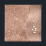 Silver Glitter Glam Bling Personalized Metallic Ma Magneet<br><div class="desc">Pas dit roos goudbruin metaal en glamoureus faux glitter patterned magnet eenvoudig aan met uw eigen eigen naam.</div>