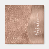 Silver Glitter Glam Bling Personalized Metallic Ma Magneet (Voorkant)