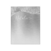Silver Glitter Glam Bling Personalized Metallic Notitieblok (Linkerzijde)