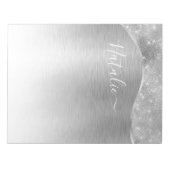 Silver Glitter Glam Bling Personalized Metallic Notitieblok (Voorkant)