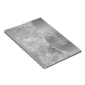 Silver Glitter Glam Bling Personalized Metallic Notitieboek (Rechterzijde)