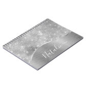 Silver Glitter Glam Bling Personalized Metallic Notitieboek (Linkerzijde)