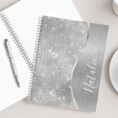 Silver Glitter Glam Bling Personalized Metallic Notitieboek