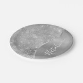 Silver Glitter Glam Bling Personalized Metallic Papieren Bordje (Gekanteld)