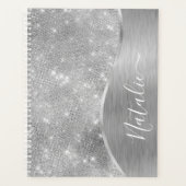 Silver Glitter Glam Bling Personalized Metallic Planner (Voorkant)