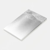 Silver Glitter Glam Bling Personalized Metallic Post-it® Notes (Schuin)
