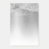 Silver Glitter Glam Bling Personalized Metallic Post-it® Notes (Voorkant)