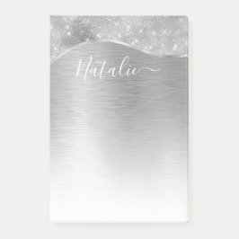 Silver Glitter Glam Bling Personalized Metallic Post-it® Notes