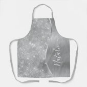 Silver Glitter Glam Bling Personalized Metallic Schort (Voorkant)