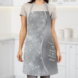 Silver Glitter Glam Bling Personalized Metallic Schort<br><div class="desc">Pas dit zilveren geborstelde metaal eenvoudig aan en glamoureus faux glitter patterned apron met uw eigen eigen naam.</div>