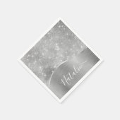 Silver Glitter Glam Bling Personalized Metallic Servet (Hoek)