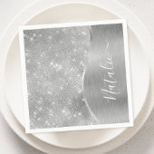 Silver Glitter Glam Bling Personalized Metallic Servet