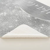 Silver Glitter Glam Bling Personalized Metallic Sherpa Deken (3/4)