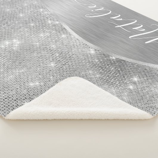 Silver Glitter Glam Bling Personalized Metallic Sherpa Deken (3/4)