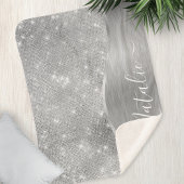 Silver Glitter Glam Bling Personalized Metallic Sherpa Deken