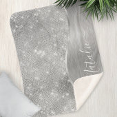 Silver Glitter Glam Bling Personalized Metallic Sherpa Deken
