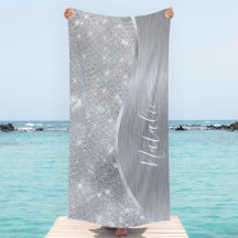 Silver Glitter Glam Bling Personalized Metallic