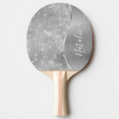 Silver Glitter Glam Bling Personalized Metallic Tafeltennisbatje (Voorkant)
