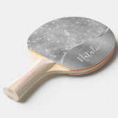 Silver Glitter Glam Bling Personalized Metallic Tafeltennisbatje (Voorkant Gekanteld)