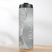 Silver Glitter Glam Bling Personalized Metallic Thermosbeker