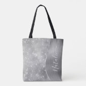 Silver Glitter Glam Bling Personalized Metallic Tote Bag (Achterkant)