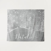 Silver Glitter Glam Bling Personalized Metallic Wandkleed (Voorkant (horizontaal))