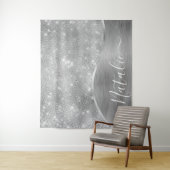 Silver Glitter Glam Bling Personalized Metallic Wandkleed (In situ)