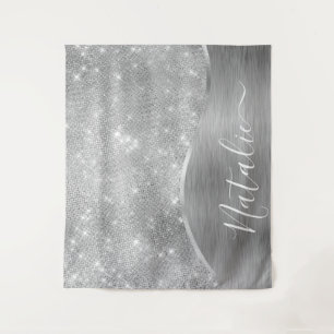 Silver Glitter Glam Bling Personalized Metallic Wandkleed