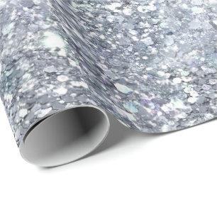 Silver Glitter Glam Bling Trend Stylish Gift Cadeaupapier
