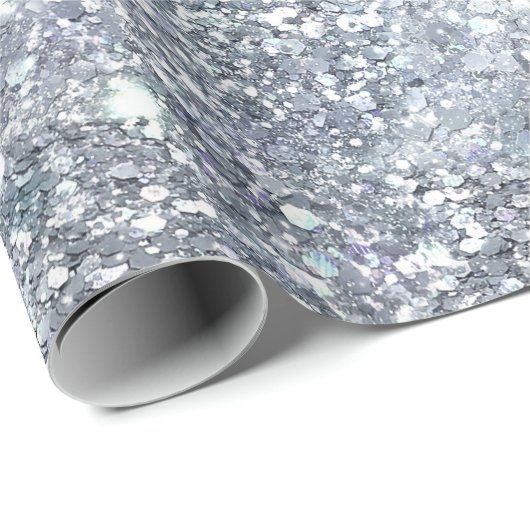Silver Glitter Glam Bling Trend Stylish Gift Cadeaupapier (Rol Hoek)