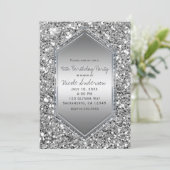 Silver Glitter Glam Chic verjaardagsfeest elk even Kaart (Staand voorkant)