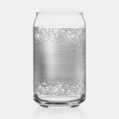 Silver Glitter Glam Fancy monogram Blikvorm Glas (Achterkant)