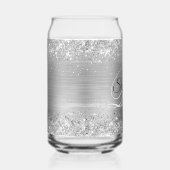 Silver Glitter Glam Fancy monogram Blikvorm Glas (Rechts)