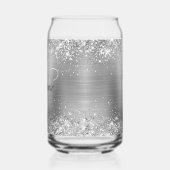 Silver Glitter Glam Fancy monogram Blikvorm Glas (Links)