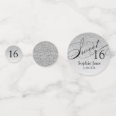 Silver Glitter Glam Gepersonaliseerde Sweet 16 Con Confetti (Voorkanten)