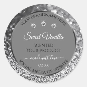 Silver Glitter Glam Grey Product Packaging Labels