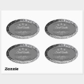 Silver Glitter Glam Grey Product Packaging Labels (Vel)