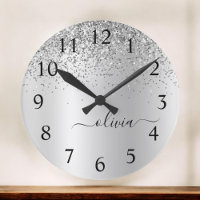 Silver Glitter Glam Metal Monogram Naam