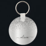 Silver Glitter Glam Metal Monogram Naam Sleutelhanger<br><div class="desc">Silver Faux Folie Metallic Sparkle Glitter Borhed Metal Monogram Name Keychains (Sleutelhanger). Dit maakt de perfecte liefhebbende 16 verjaardag,  bruiloft,  vrijgezellenfeest,  verjaardagsdag,  baby shower of vrijgezellenfeest voor iemand die van luxe glam en stijl houdt.</div>