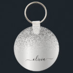 Silver Glitter Glam Metal Monogram Naam Sleutelhanger<br><div class="desc">Silver Faux Folie Metallic Sparkle Glitter Borhed Metal Monogram Name Keychains (Sleutelhanger). Dit maakt de perfecte liefhebbende 16 verjaardag,  bruiloft,  vrijgezellenfeest,  verjaardagsdag,  baby shower of vrijgezellenfeest voor iemand die van luxe glam en stijl houdt.</div>