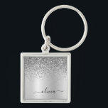 Silver Glitter Glam Metal Monogram Naam Sleutelhanger<br><div class="desc">Silver Faux Folie Metallic Sparkle Glitter Borhed Metal Monogram Name Keychains (Sleutelhanger). Dit maakt de perfecte liefhebbende 16 verjaardag,  bruiloft,  vrijgezellenfeest,  verjaardagsdag,  baby shower of vrijgezellenfeest voor iemand die van luxe glam en stijl houdt.</div>