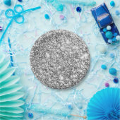 Silver Glitter Glam Papieren Bordje (Feest)